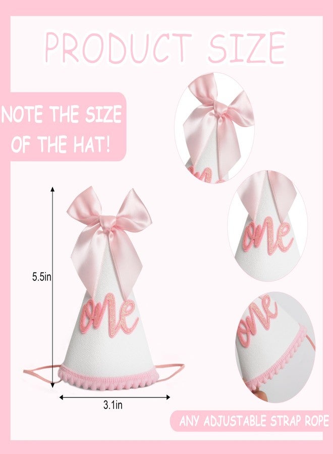 HGFC 1st Birthday Hat For Girls - Pink Bow First Birthday Crown, First Party Supplies For Baby Girl, Photo Prop, Princess Theme (one) - Image 2